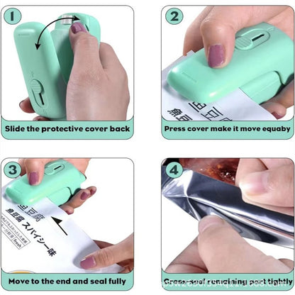 Portable Chip Bag Sealer Machine, With Cutter Handheld Heat Mini Chip Bag Sealer