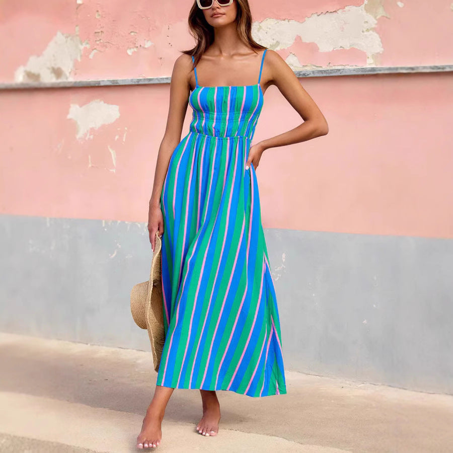 Striped camisole casual dress for women