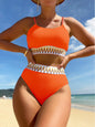 Split bikini swimsuit for women high waisted tight fitting sexy solid color women's swimsuit