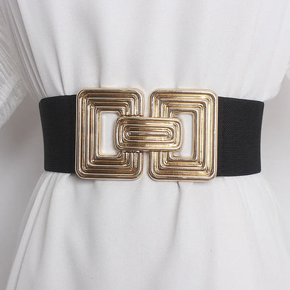 Gold Elastic Waistband Women's Fashion Casual Luxury Design Coat Dress Decorative Accessories Wide Girdle Goth Retro Corset Belt