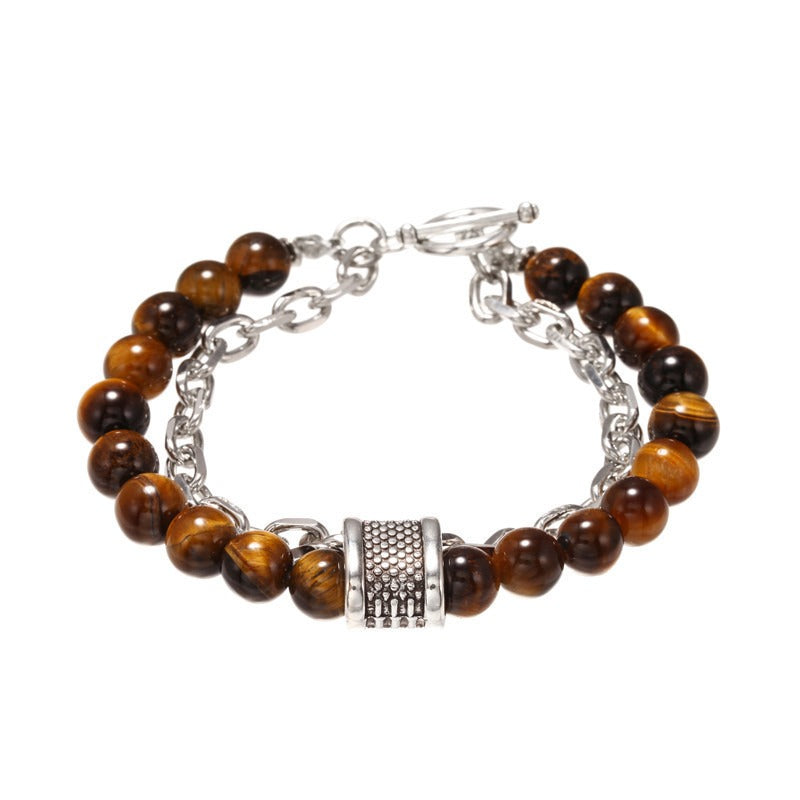 Fashion Punk Style Frosted Stone Chain Combination Geometric Men's Bracelet Bracelet Accessories