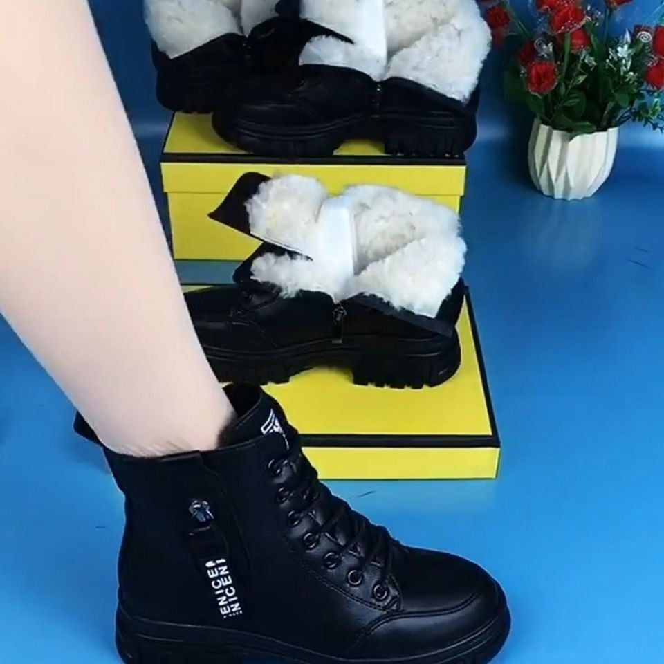 Autumn and Winter New Foreign Trade Large Women's Slope Heel Cotton Shoes Temu Thickened, Warm and Comfortable