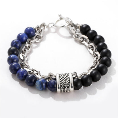 Fashion Punk Style Frosted Stone Chain Combination Geometric Men's Bracelet Bracelet Accessories