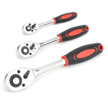 3 Piece 1-2 3-8 1-4  Ratchet Set Drive Heavy Duty Ratchet Socket UK