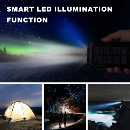 20000mAh Mini Solar Power Bank Built in 4 Cables  Portable External Battery Pack with  LED Light for Cell Phones