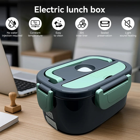 Portable Electric Lunch Box  Stainless Steel Heated Food Container for Car/Office/Home Dining Box Microwave Oven