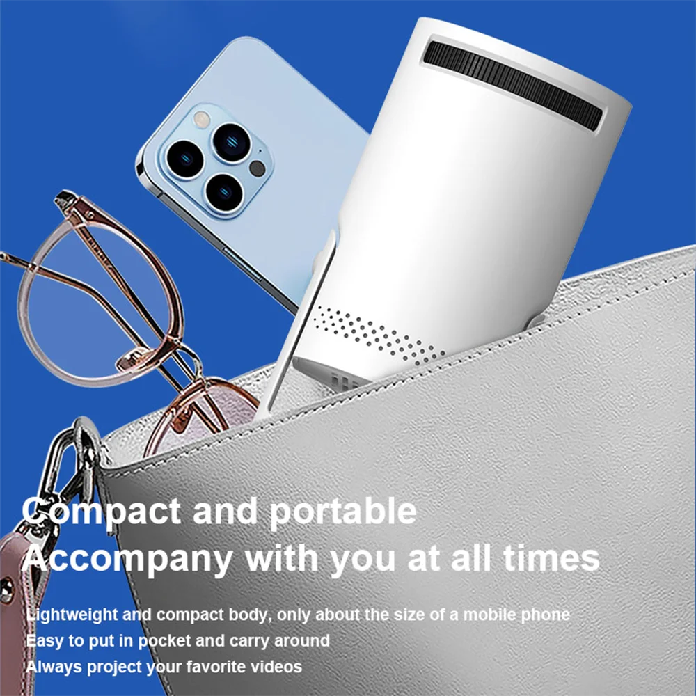 Smart WiFi6 Projector Wireless Sync to Smart Phone HD Home Theater Cinema Video Projector Support iOS Android for Camping Party