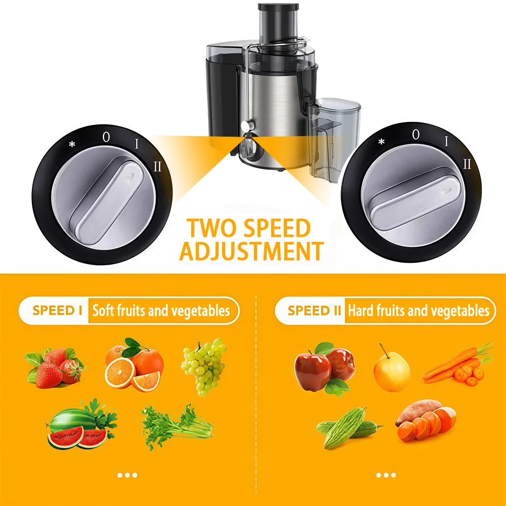 Juicer Machine 800W Stainless Steel Centrifugal Juicer Extractor with Wide Mouth 2.56” Feed Chute for Fruit Vegetable