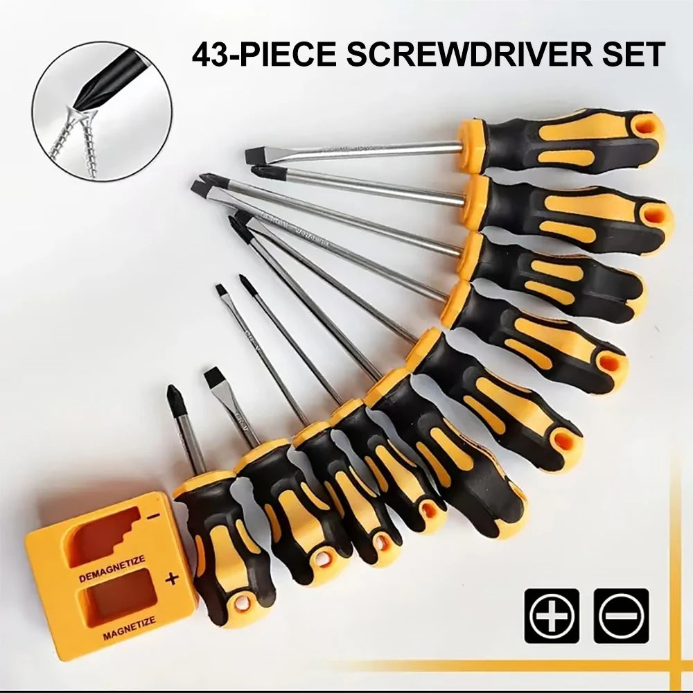 Portable Magnetic Screwdriver Set With Box 43 Pcs Professional Repair Hand Tools For Home Furniture Car Electrical Appliances