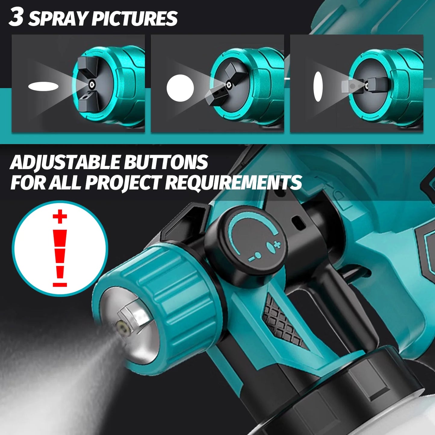 Cordless Electric Paint Spray Gun with 2 Battery Portable Sprayer Replace for  Makita Battery 18V&1000ML