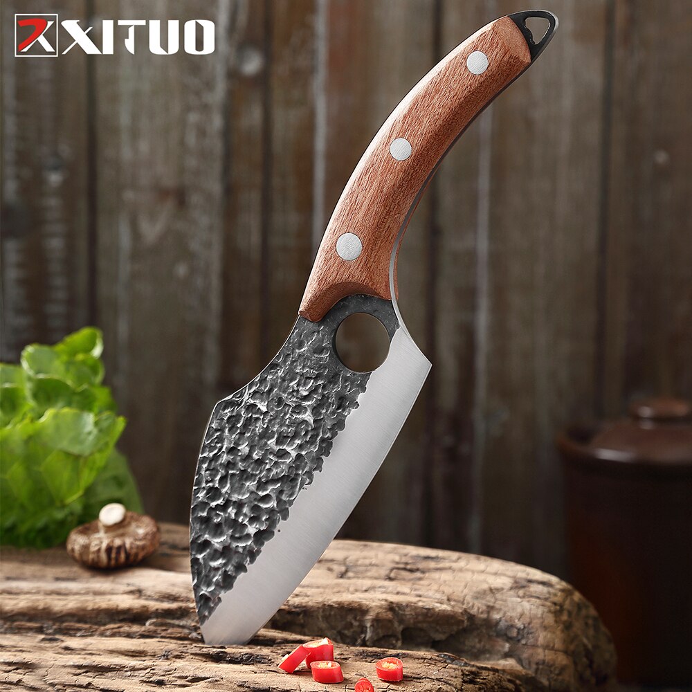 XITUO Handmade Stainless Steel Kitchen Knife Outdoor Portable Cooking Meat Cleaver Chef Knives Boning Knife Fishing Tools