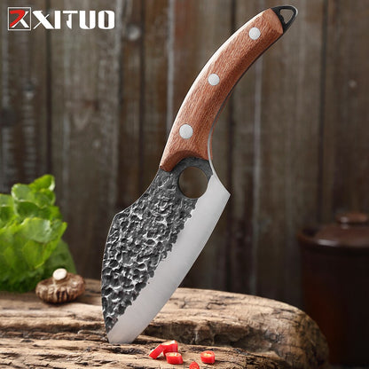 XITUO Handmade Stainless Steel Kitchen Knife Outdoor Portable Cooking Meat Cleaver Chef Knives Boning Knife Fishing Tools