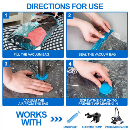 12pcs Vacuum Storage Bags With Valve Folding Compressed Space Saving Clothes Storage Big Size For Towel Cloth Blanket