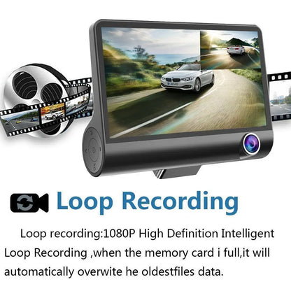 Podofo 3 Channel Car DVR 3-Lens Inside Vehicle Dash CamThree Way Camera DVRs Recorder Video Registrator Dashcam Camcorder