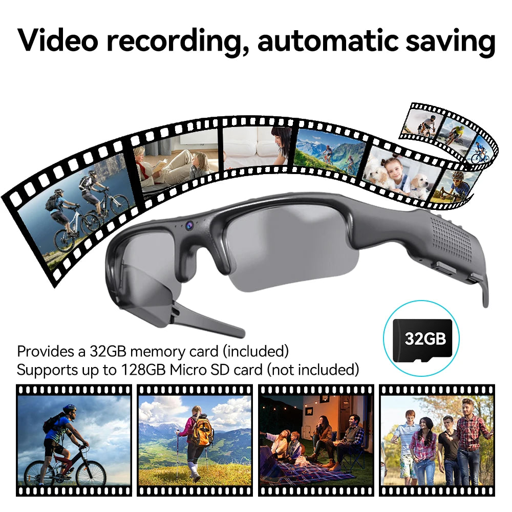 Smart Sunglasses 1080P WiFi Camera Glasses Outdoor Cycling Sports Polarized Lens Smart Security Protection Video Record Glasses