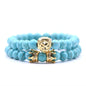 King Lion Bracelet Charm Crown Couple Braclet 5 kinds of Natural Stone Bead Braslet For Men Hand Jewelry Accessories