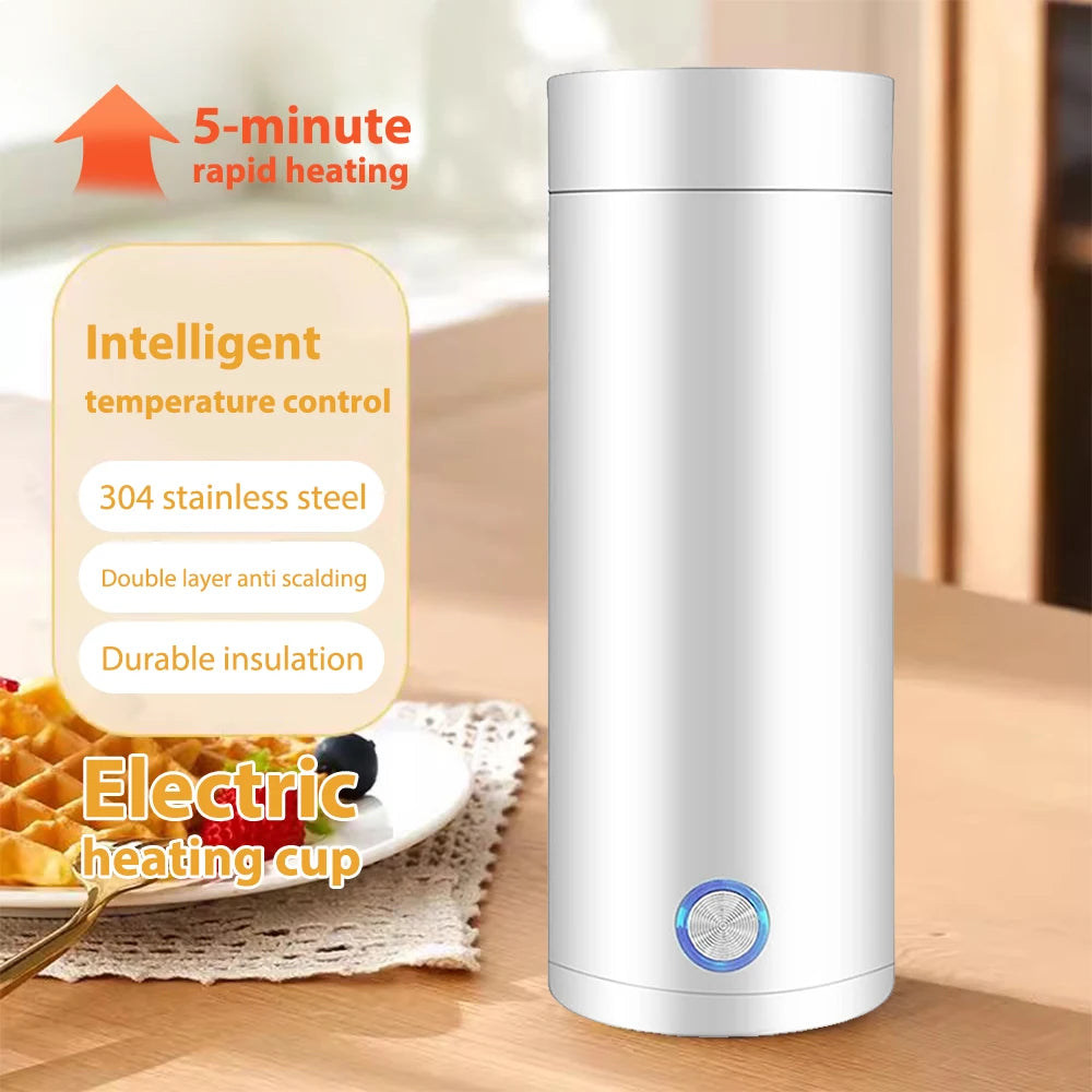 Portable Electric Travel Kettle 400ml  Stainless Steel Vacuum Insulated for Tea/Coffee/Baby Milk Fast Boiling