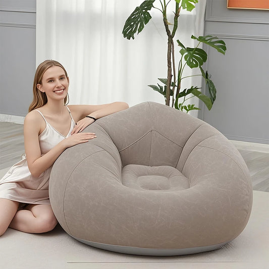 Brown Lazy Inflatable Sofa with Air Pump Spherical Sofa Chair Furniture for Bedroom and Living Room Indoor