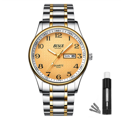 BOSCK Analog Mens Watch 40mm Easy Read Stainless Steel Business Watch for Men Mens Wrist Watches Wrist Watch for Men