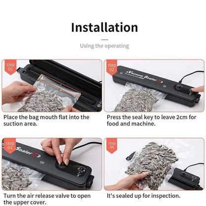 Vacuum Seal Bag and Sealing Machine Combo 2 in 1 Dual Mode Food Saver for Fruits Meat Snacks Sous Vide Preservation W/ 60 Bags