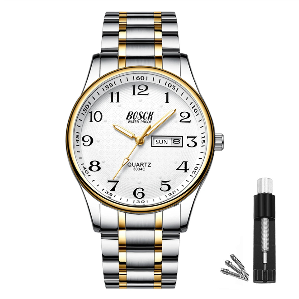 BOSCK Analog Mens Watch 40mm Easy Read Stainless Steel Business Watch for Men Mens Wrist Watches Wrist Watch for Men