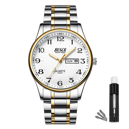 BOSCK Analog Mens Watch 40mm Easy Read Stainless Steel Business Watch for Men Mens Wrist Watches Wrist Watch for Men