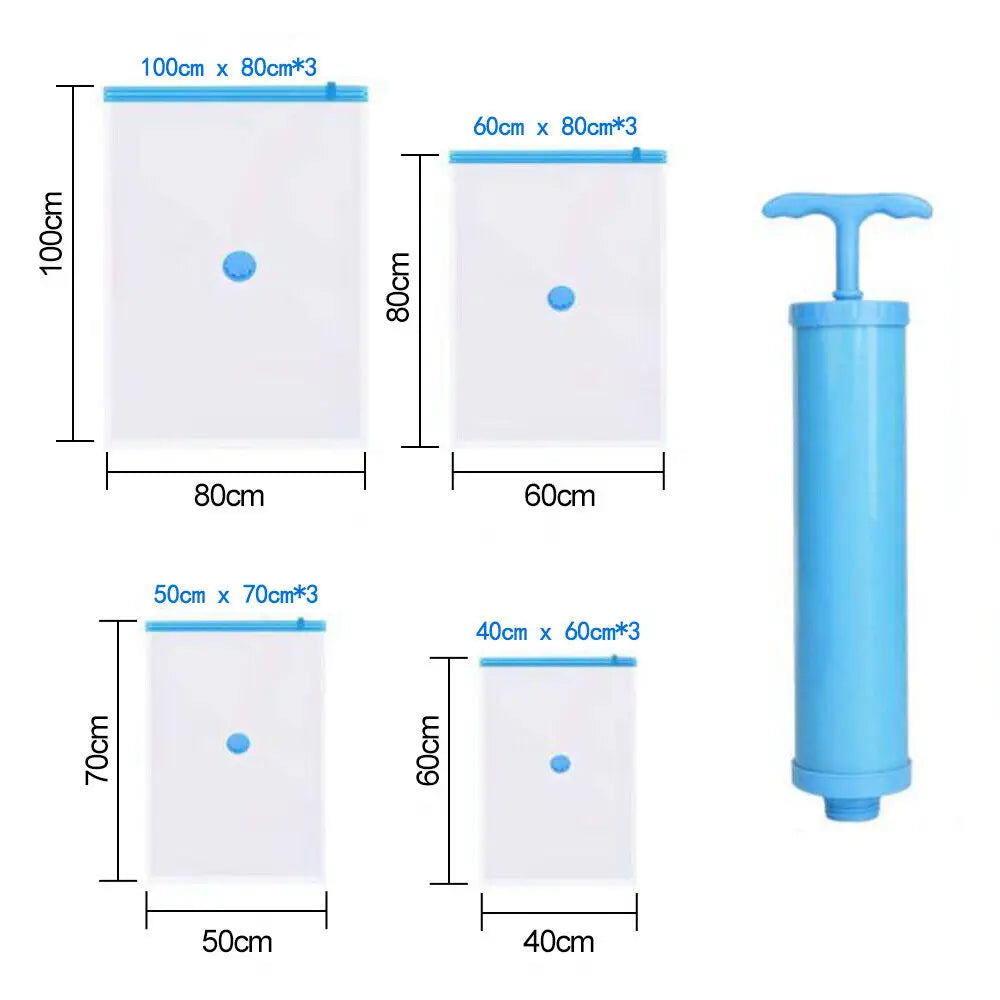 12pcs Vacuum Storage Bags With Valve Folding Compressed Space Saving Clothes Storage Big Size For Towel Cloth Blanket