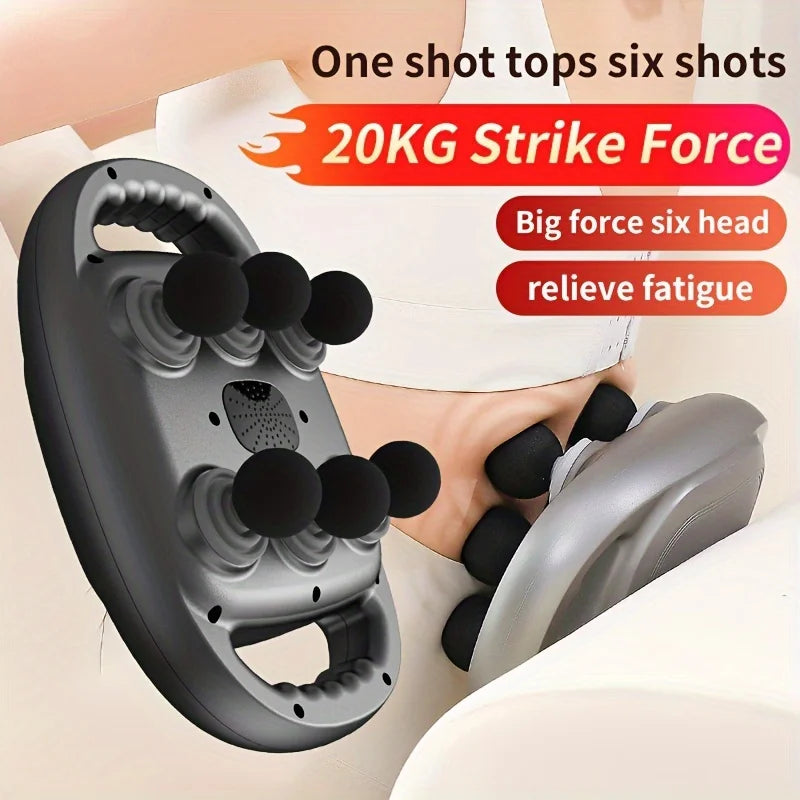 Six Heads Fascia Gun Muscle Massager Gun High Frequency Waist Legs Massage Machine Neck Shoulder Professional Muscle Relaxation