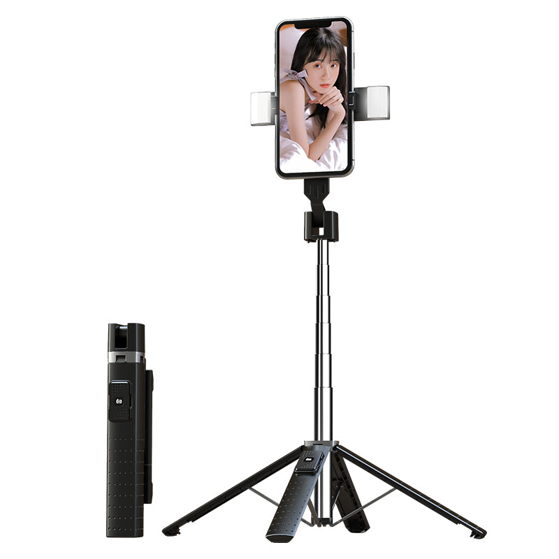 New Reinforced Quadripod Bluetooth Selfie Stick Outdoor Multi-Function Mobile Phone Live Broadcast Bracket Fill Light Selfie Stick