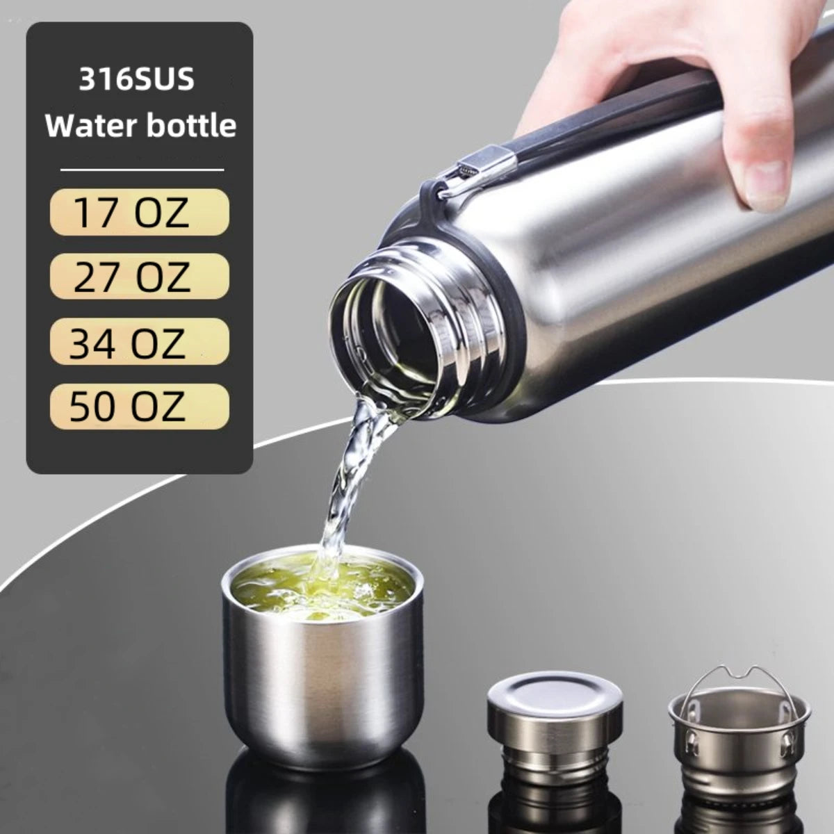 Large Capacity Outdoor Thermos Portable 316 Stainless Steel Thermal Mug Tumbler Vacuum Flasks Cold and Hot Sports Water Bottle