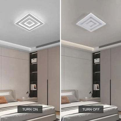 Modern Square LED Ceiling Light,28W Acrylic Ceiling Lamp,White Ceiling Chandelier for Bedroom,Living Room Warm Light 3000K