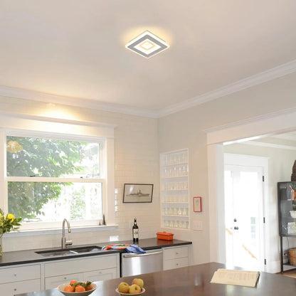 Modern Square LED Ceiling Light,28W Acrylic Ceiling Lamp,White Ceiling Chandelier for Bedroom,Living Room Warm Light 3000K