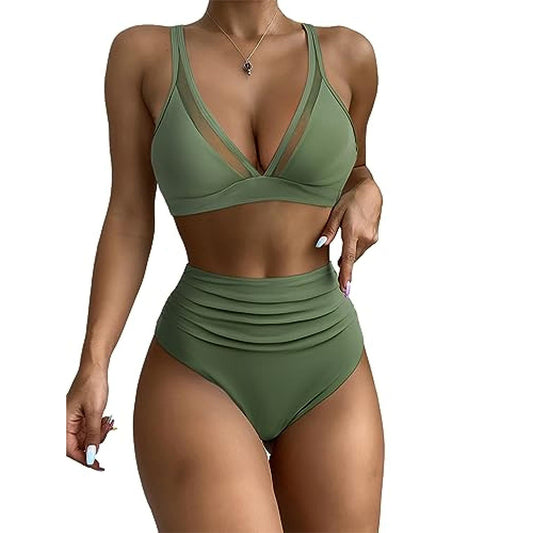 Swimsuit women's split sexy bikini high waist tight hollow swimsuit women