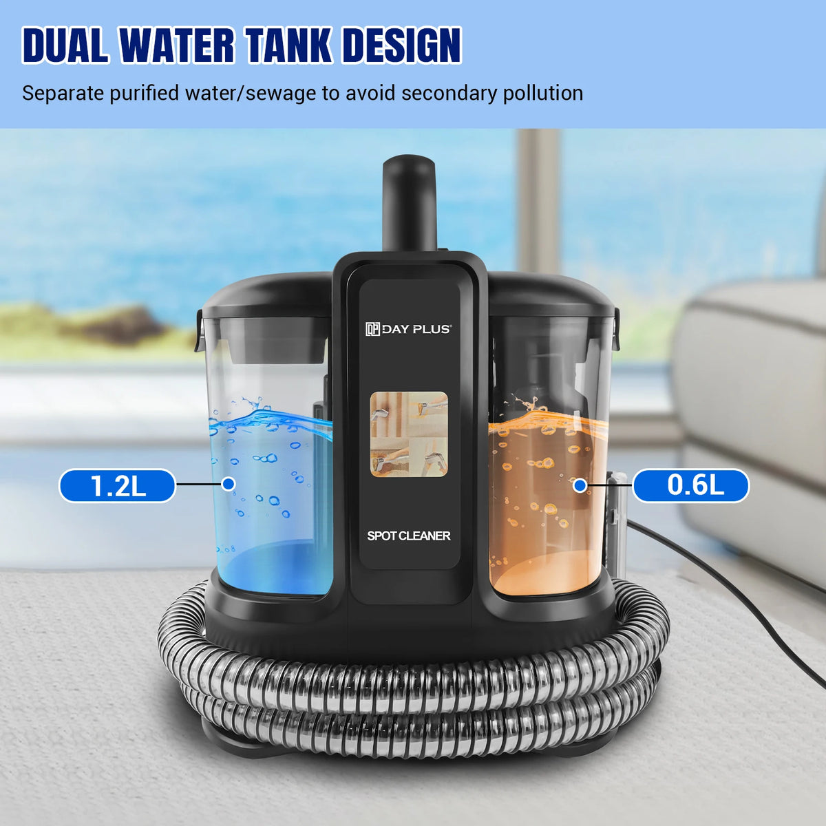Spot Cleaner | Spot & Stain Remover | Handheld Carpet Cleaning Machine | Portable Carpet & Upholstery Cleaner | Dual Water Tank Spot Washer | Ideal for Pet Stains, Sofas, Rugs, Cars & Upholstery