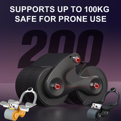 2-Wheel Ab Roller with Elbow Support Auto Rebound Abdominal Trainer Anti-Slip Handle & Counter Display for Core Workout