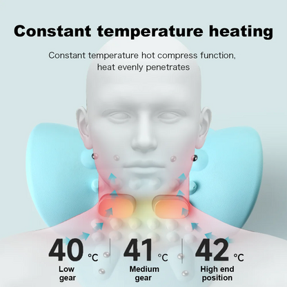 Neck Massager Pillow Adjustable Three speeds Heat Comfortable Stretching for Neck Shoulder Relaxation at Home Office Travel