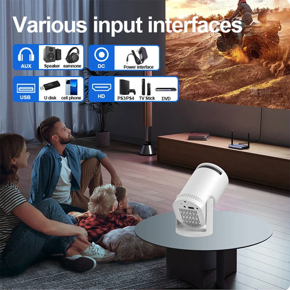 Smart WiFi6 Projector Wireless Sync to Smart Phone HD Home Theater Cinema Video Projector Support iOS Android for Camping Party
