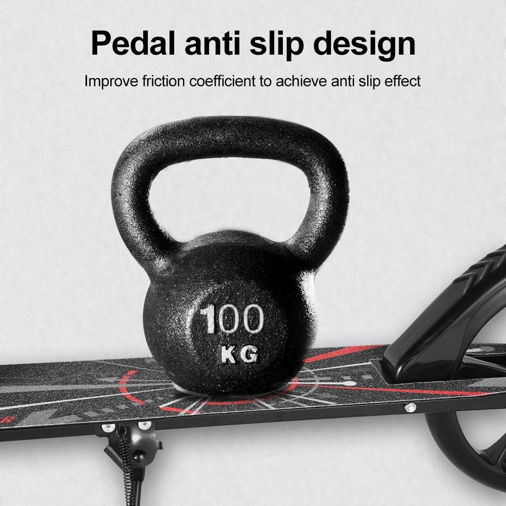 Foldable Commuter Scooter with Adjustable Handle Height Black Frame Rear Brake and Suspension for Kids Ages 6-12 And Adults