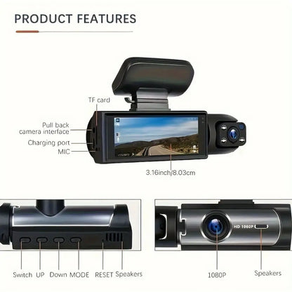 1080P HD Dash Cam Car Camera DVR Video Recorder 150 Wide-Angle Support 128GB with G-Sensor IR Night Vision Loop Recording