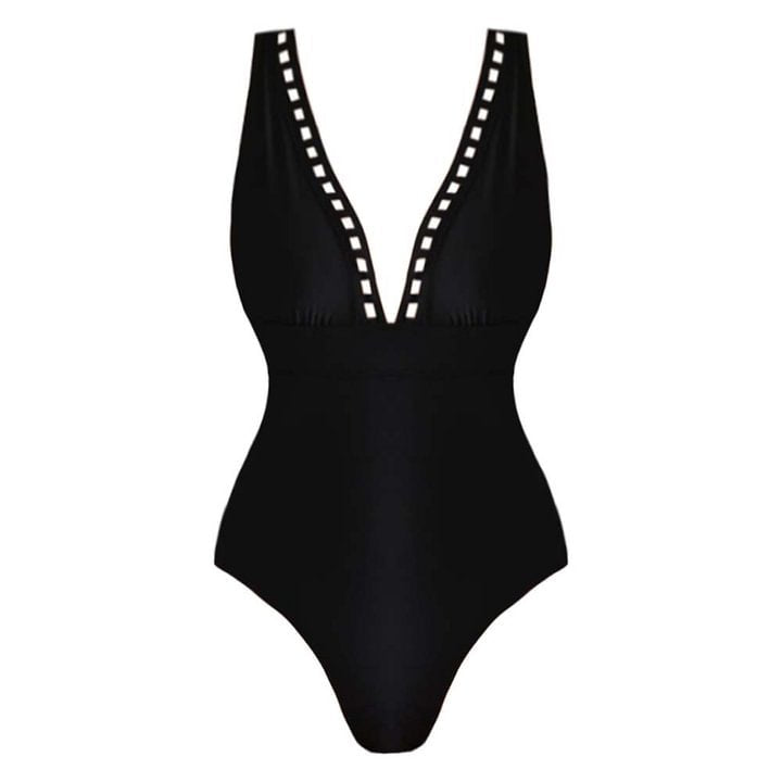 V-neck hollow sexy one-piece swimsuit women's set