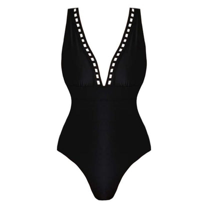 V-neck hollow sexy one-piece swimsuit women's set