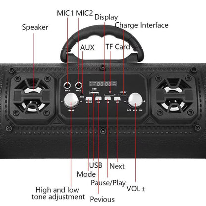 Portable Handheld Wireless Bluetooth Speaker Karaoke Subwoofer Powerful Smart Stereo Speaker For Car Audio Party Beach Camping