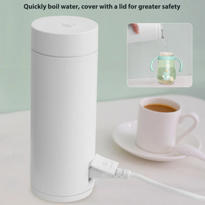 Portable Electric Travel Kettle 400ml  Stainless Steel Vacuum Insulated for Tea/Coffee/Baby Milk Fast Boiling