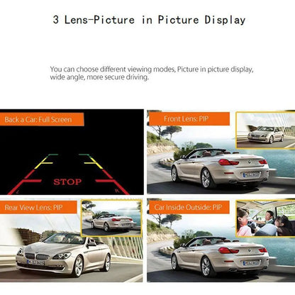 Podofo 3 Channel Car DVR 3-Lens Inside Vehicle Dash CamThree Way Camera DVRs Recorder Video Registrator Dashcam Camcorder