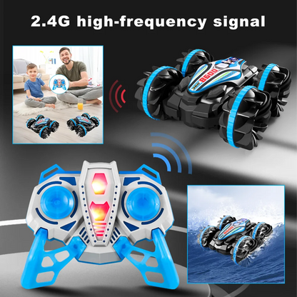 Amphibious Remote Control Car Gesture Sensor 4WD Off-Road Toy Car 360 Degree Rotating Waterproof RC Stunt Car for Kids Gifts