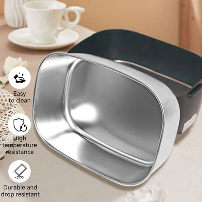 Portable Electric Lunch Box  Stainless Steel Heated Food Container for Car/Office/Home Dining Box Microwave Oven