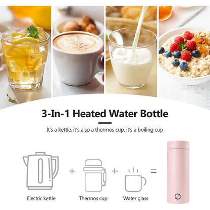 Portable Electric Travel Kettle 400ml  Stainless Steel Vacuum Insulated for Tea/Coffee/Baby Milk Fast Boiling