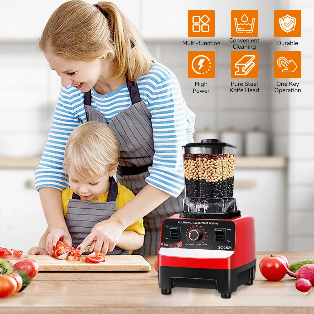 Multifunctional Blender Set 2L+600ML Large Capacity High Power Wall Breaker Stainless Steel 6-Blade Mixer Juicer Food Machine