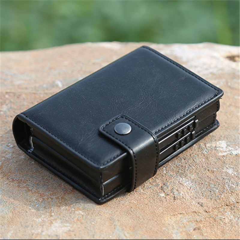 Credit Card Holder Men and Women Aluminum Alloy Card Case PU Leather Fashion Card Wallets ID Card Holder Purse