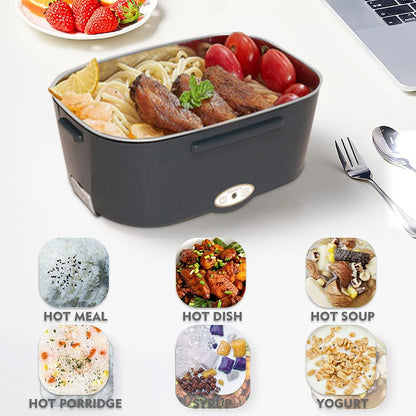 Portable Electric Lunch Box  Stainless Steel Heated Food Container for Car/Office/Home Dining Box Microwave Oven